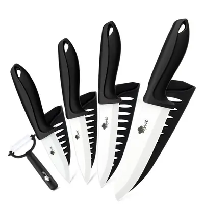 Ceramic Fruit Knife Set White Blade 5-Piece Kitchen