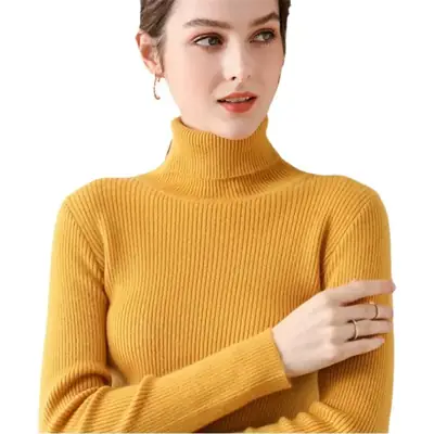 Women Purple Turtleneck Slim Fit Knitted Sweater