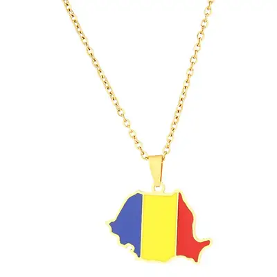 Stainless Steel Ethnic Map Necklace for Men Women