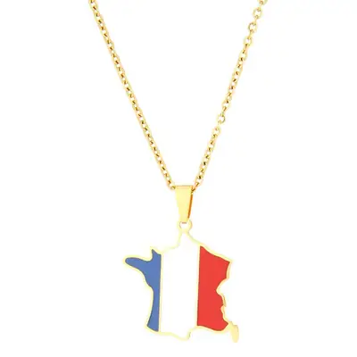 French Flag Stainless Steel Necklace for Men Women