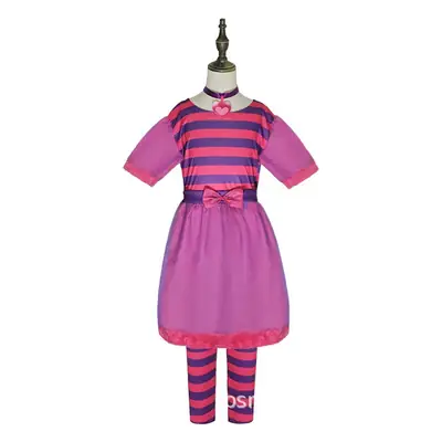 Halloween Kids Alice in Wonderland Costume Pink Striped Dress
