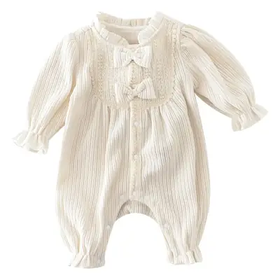 Beige Bow Romper for Baby 2024 Spring