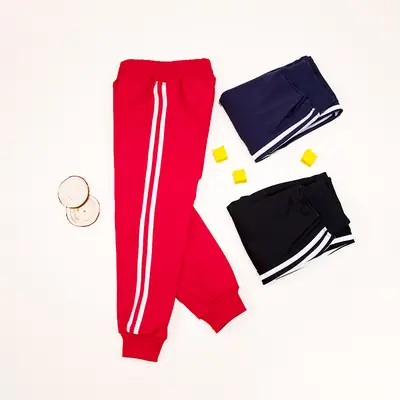 Red Boys' Two Stripes Track Pants Navy Blue Girls' Sports Pants