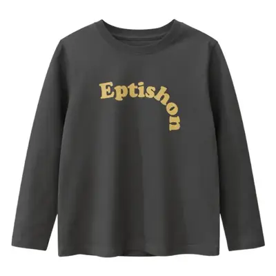 White Long Sleeve T-Shirt with Blue Graphic Print for Kids
