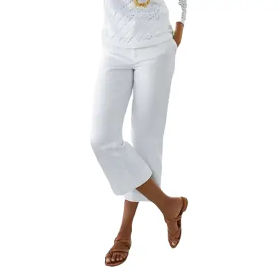 Women's Black Cropped Pants with Elastic Waist & Bamboo Cotton