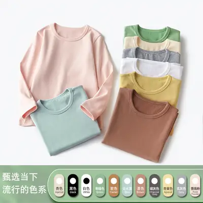 Boys Long Sleeve T-Shirt Pink Round Neck Warm Base Layer
