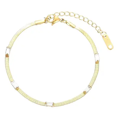 European American Square Zircon Blade Necklace Women Gold Plated