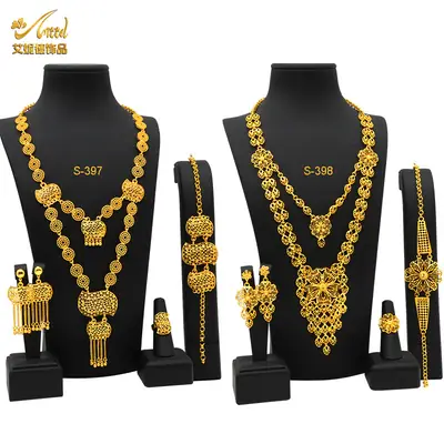 Gold Plated Bridal Jewelry Set with Pendant, Necklace, Bracelet & Ring