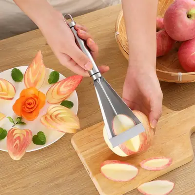 Stainless Steel Apple Push Knife for Carving and Cutting