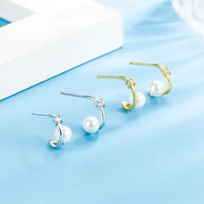 Gold Pearl Earrings for Women Elegant Fashion