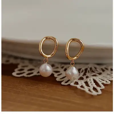 Gold Plated Pearl Drop Earrings for Women