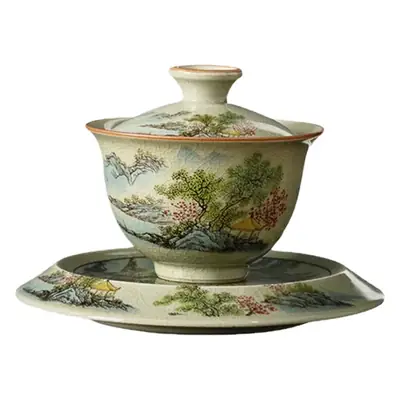 Old Clay Covered Bowl Pot with Cup, Large Capacity Tea Set