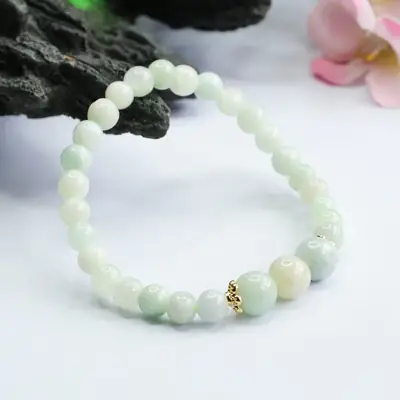 Guan Yu Natural Burmese Jade Bracelet Green Three Worlds Women