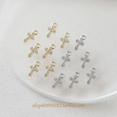 14K Gold Plated Cross Pendant with Zircon Crystal