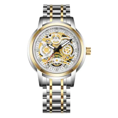 Wristwatch for Men Quartz Watch Gold Skeleton Design