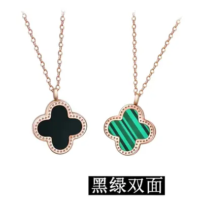 Titanium Steel Four Leaf Clover Necklace for Women Rose Gold
