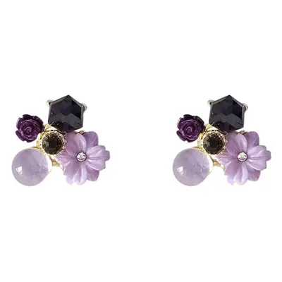 Amethyst Flower Earrings 925 Silver Plated