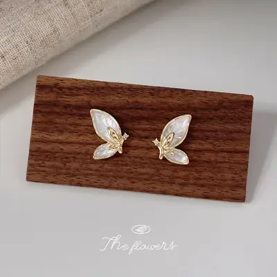 Butterfly Earrings 925 Silver Needle Plating 14K