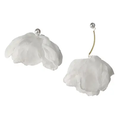 Asymmetric Chiffon Flower Earrings Women Mori Style Elegant Artistic