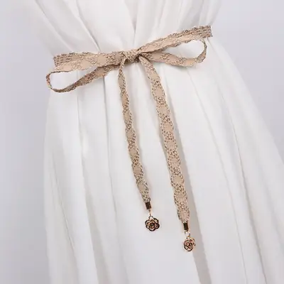 Black Bow Belt with Gold Accents for Women's Dresses