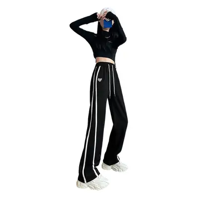 Women Slim Straight Wide Leg Pants Grey Spring 2026