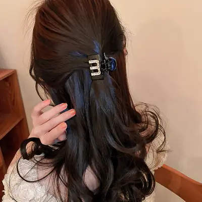 Black Diamond Letter Hairpin for Women