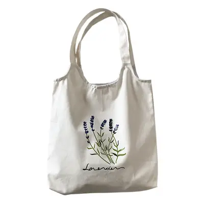 New Canvas Bag Women's Shoulder Fresh Style Artistic Student Schoolbag Korean Style Lavender Cloth Bag Women's Canvas