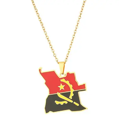 Stainless Steel Angola Map Necklace for Men Women