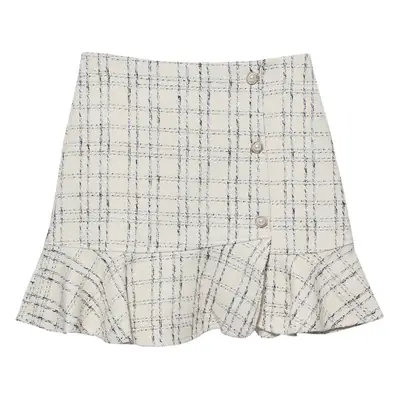 Black Plaid Irregular Fishtail Skirt High Waist A-Line