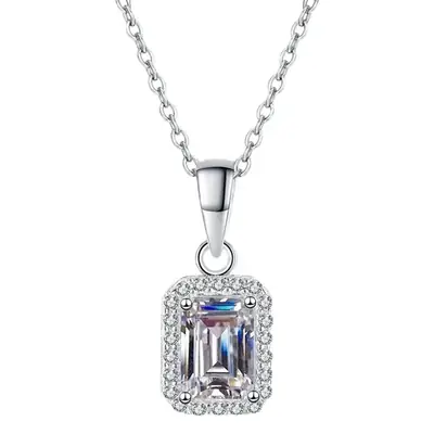 Mosane Diamond Necklace s925 Sterling Silver Pendant Women's Rectangular Radion Group Mother Green Cut D Color Moissanite Necklace