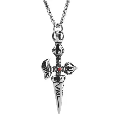 Vintage Stainless Steel King Kong Pendant Punk Style Red Diamond