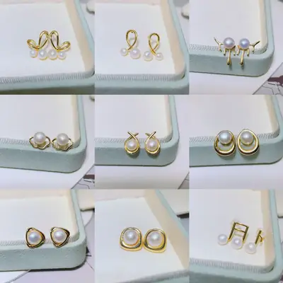 Zhuji Pearl Earrings S925 Gold Plated Niche Design