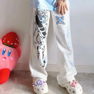 Women's Japanese Printed Loose Slimming Pants Set