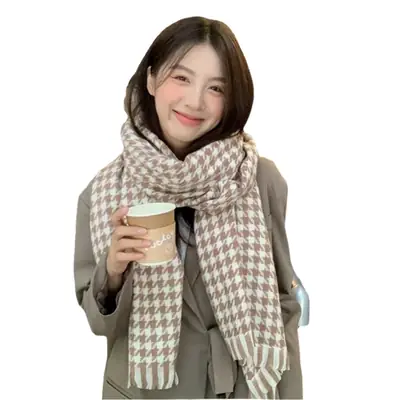 Winter Plaid Scarf for Women Warm Shawl