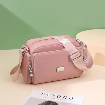 New Women's Bag Cross-Border Nylon Cloth Shoulder Bag Simple and Fashionable Wide Shoulder Strap Crossbody Bag Large Capacity Lightweight Small Square Bag