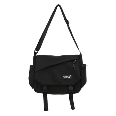 Men's Black Messenger Bag Large Capacity Adjustable Strap