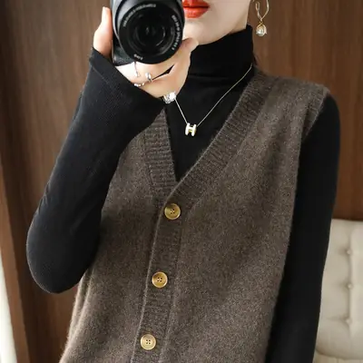 Winter Slim Fit Waxy Knit Vest for Women