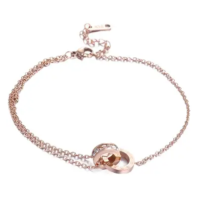 Rose Gold Roman Numerals Diamond Anklet for Women