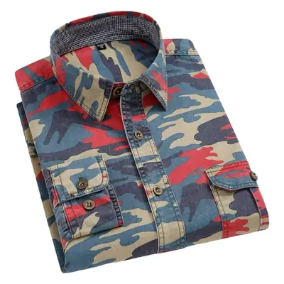 Men's Cotton Camo Long Sleeve Shirt Spring Autumn