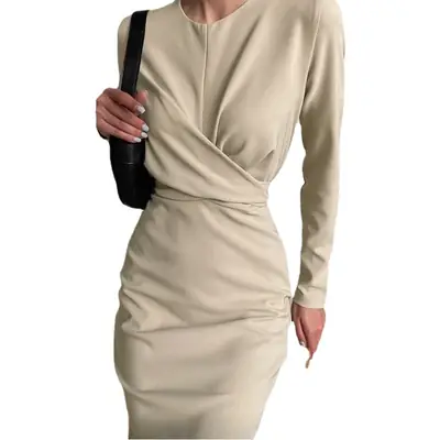 Purple Long Sleeve Hip-Grothing Dress for Women