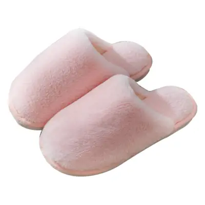 Winter Indoor Solid Color Cotton Slippers Women's Home Use Couple's Non-slip Soft Bottom Warm Fluffy Shoes Yuezi Shoes Factory Straight