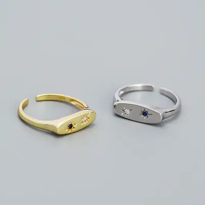 TYJ0326 European and American Niche Design Ring s925 Silver ins Minimalist Eight Mans Star Color Zircon Open Ring