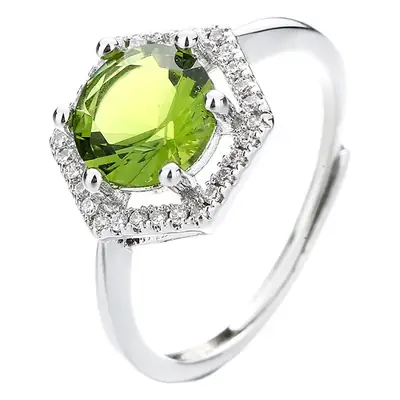 Retro Luxury Six-Sided Cut Out Open Ring with Cultured Zircon