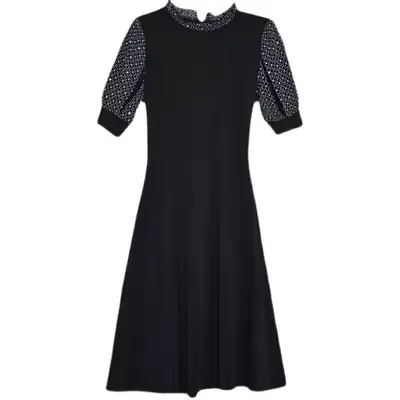 Plus Size Slimming Dress Spliced 2026 Elegant Black