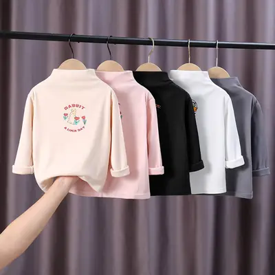 Children's Gray Velvet Long Sleeve T-Shirt Baby Boys Girls