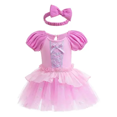 Pink Baby Crawling Suit with Bow Headband