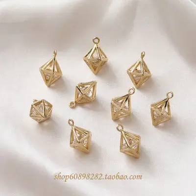 14K Gold Diamond Hollower Earrings with Crystal Zircon
