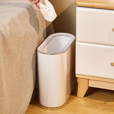 Transparent Bathroom Trash Can with Narrow Gap Design
