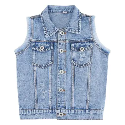 Single Breasted Denim Vest for Girls Spring Autumn