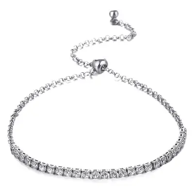Silver Tennis Bracelet for Girls with Crystal Detail